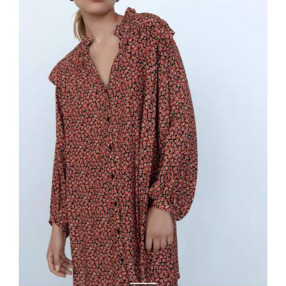 Zara Tops - NWOT ZARA floral long sleeve tunic top, small